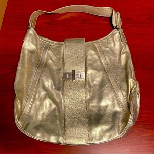 Leather light gold Calvin Klein shoulder purse. Hobo style. Gently used